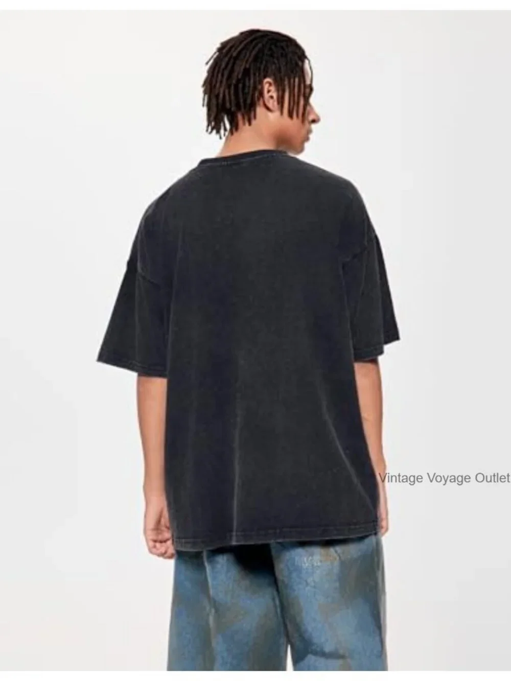 Oversized Washed Dog Graphic Tee Casual Streetwear Cotton Short Sleeve